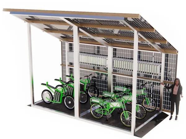 Bike ZED E-Port, long platform with handles with 12 solar panels