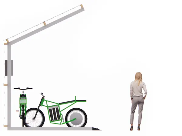 Bike ZED E-Port, parallel to long edge with 8 solar panels