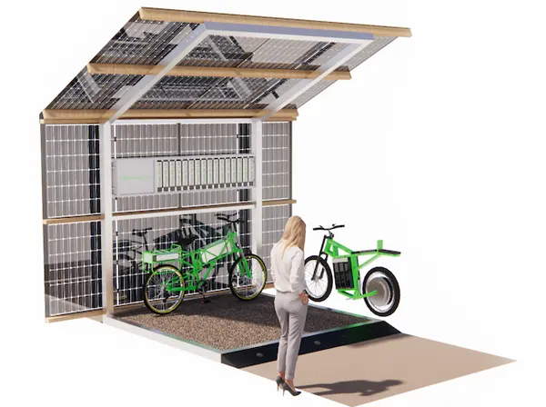 Bike ZED E-Port, parallel to long edge with 8 solar panels
