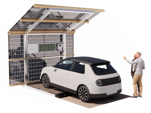 Car ZED E-Port, parallel to long edge with 8 solar panels